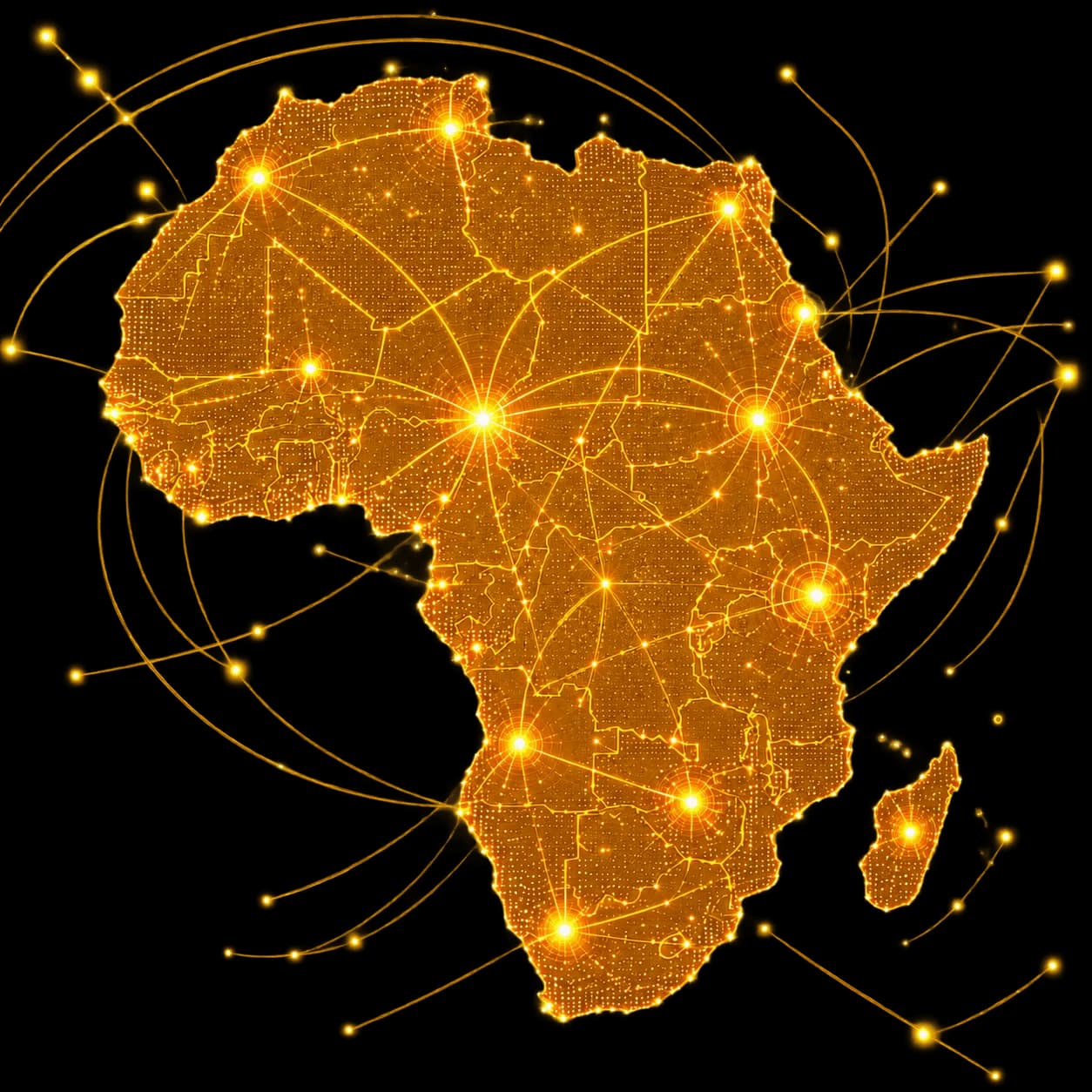 Carte numérique de l'Afrique reliant des communautés linguistiques à travers le continent